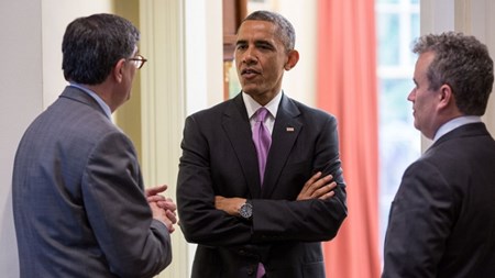 Obama mødtes med USA's finansminister Jack Lew og direktøren for the National Economic Council på valgdagen denne uge.