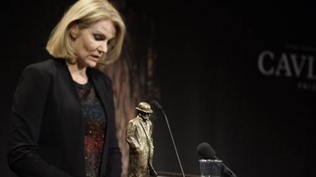 Statsminister Helle Thorning-Schmidt (S) holdt tale inden uddelingen af årets Cavling-pris. 