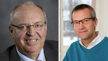 Steen Bach Nielsen (S), tidligere regionsrådsformand, og Jens Stenbæk (V), nuværende regionsrådsformand i Region Sjælland. 