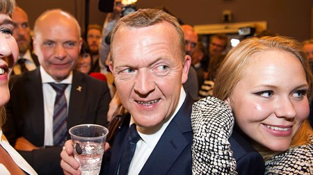 Løkke til Venstres valgfest på Christiansborg.