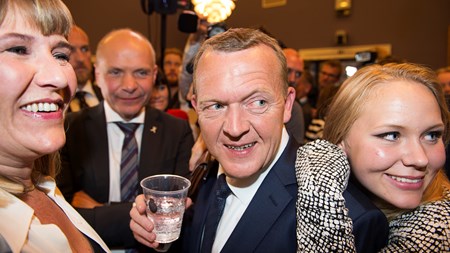 Venstre holdt valgfest i Landstingssalen på Christiansborg. 