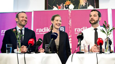 Radikales nye gruppeledelse består af (fra venstre): Martin Lidegaard, Sofie Carsten Nielsen og Morten Østergaard. 