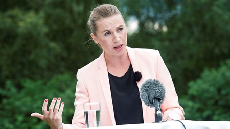 Mette Frederiksen på tirsdagens pressemøde i Silkeborg.