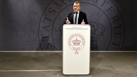 Lars Løkke Rasmussen mødte pressen i Spejlsalen torsdag aften, efter danskerne havde stemt klart nej til afstemningen om retsforbeholdet. 