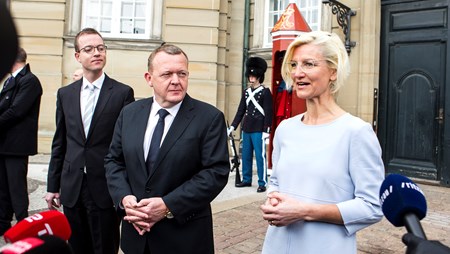 Statsminister Lars Løkke Rasmussen (V) sammen med sine to nye ministre.