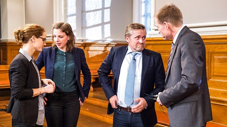 De fire nej-partier efter folkeafstemningen om retsforbeholdet i december: Pernille Skipper (EL), Rina Ronja Kari (MEP for Folkebevægelsen mod EU), Anders Samuelsen (LA) og Kristian Thulesen Dahl (DF). I 2019 vil Enhedslisten også være at finde på stemmesedlen til Europa-Parlamentet.