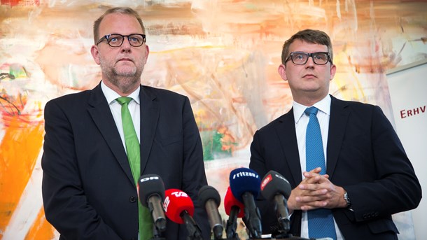 Klima- og energiminister Lars Christian Lilleholt (V) og erhvervs- og vækstminister Troels Lund Poulsen (V) præsenterede ved et pressemøde fredag 13. maj regeringens bud på, hvordan nogle af pengene til en afskaffelse af PSO-afgiften skal findes.