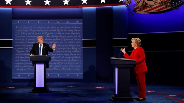 Donald Trump og Hillary Clinton under den første tv-debat. 