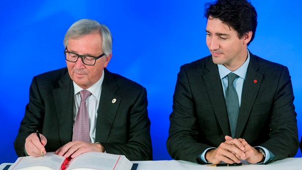 Kommissionsformand Jean-Claude Juncker og premierminister Justin Trudeau underskrev søndag en handelsaftale, der giver håb om øget indtjening i det danske fødevareerhverv.