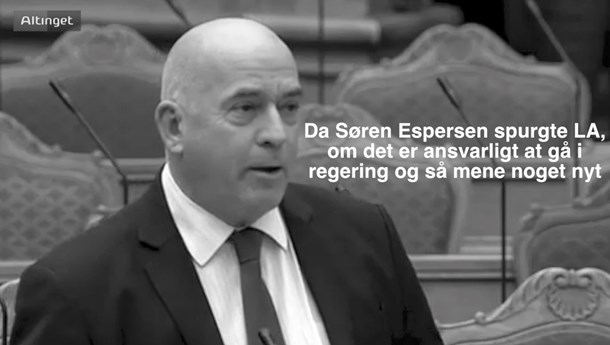 Fik du set: Da Espersen spurgte LA, om det er ansvarligt at gå i regering og så mene noget nyt