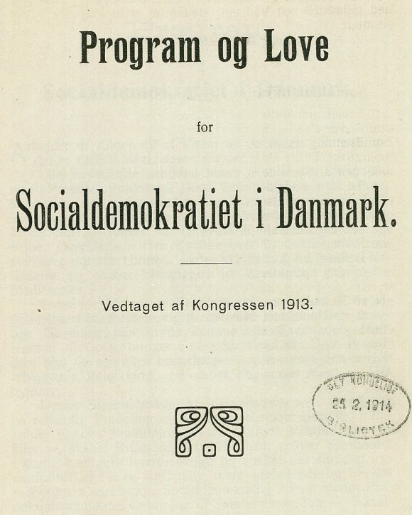 1913: Program og Love for Socialdemokratiet i Danmark