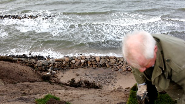 Regeringen vil ændre kystbeskyttelseslovens formålsparagraf og blandt andet give større frihed til såkaldt hård kystsikring som her ved Vejby Strand på Nordsjælland.