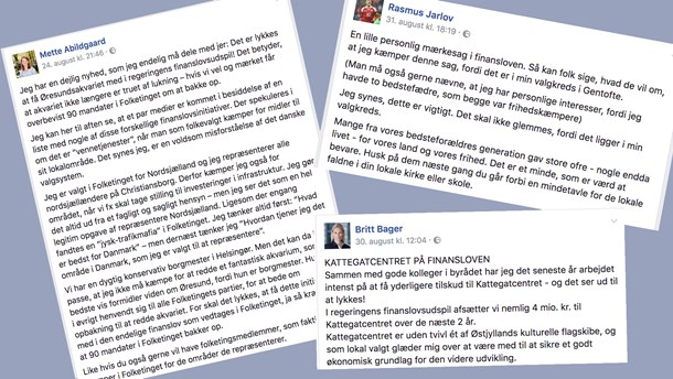 Folketingspolitikere jubler på Facebook over at have skaffet midler til kulturinstitutioner i deres valgkreds