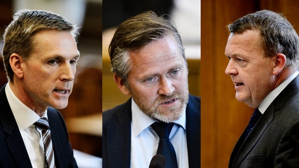 MÉNAGE À TROIS: Samuelsen, Thulesen Dahl og Løkke udgør en tiltagende kaotisk og splitningstruet treenighed, mener David Trads.