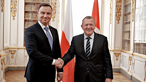 Statsminister Lars Løkke Rasmussen (V) og Polens præsident Andrzej Duda skal blive enige om en ny søgrænse mellem landene. 