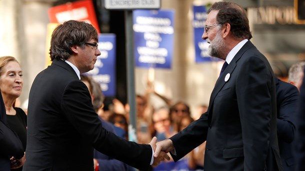 FÅ HJÆLP: Den afsatte catalanske præsident, Carles Puigdemont (t.v.), og Spaniens præsident Mariano Rajoy kunne godt trænge til noget ekstern mægling, forslår David Trads.