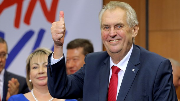 Milos Zeman efter sejren i det tjekkiske præsidentvalg i weekenden.