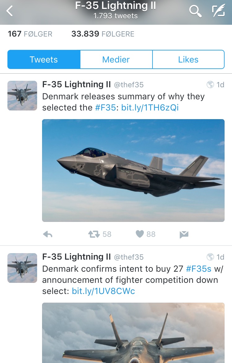 Lockheed: Danmark har typevalgt F-35 - Bevidst manipulation?