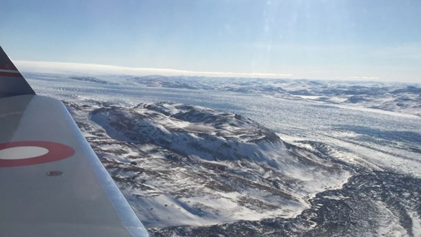 Grønland set fra et af Forsvarets CL-604 Challenger-fly.