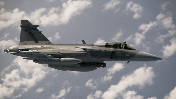 Svensk JAS 39 Gripen-kampfly.