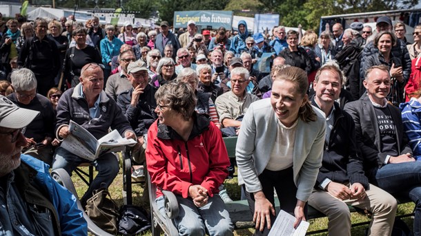 Folkemødet handler om den demokratiske samtale, mener Peter Skov-Jakobsen. Her er Mette Frederiksen (S) i Allinge i 2017.