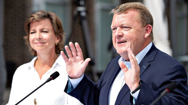 Lars Løkke var flankeret af gruppeformand Karen Ellemann (V) og politisk ordfører Britt Bager (V) ved fredagens pressemøde i Aarhus.