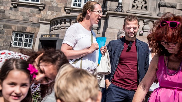 Undervisningsminister Merete Riisager (LA) og den radikale leder Morten Østergaard ved børnenes grundlovsdag 2018.