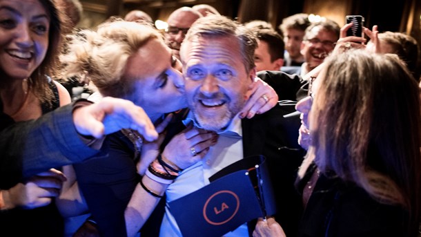 Arkivfoto fra valgaftenen i 2015: Liberal Alliance ville blive Folketingets største parti, hvis det udelukkende var de 18 til 24-årige, der stemte.