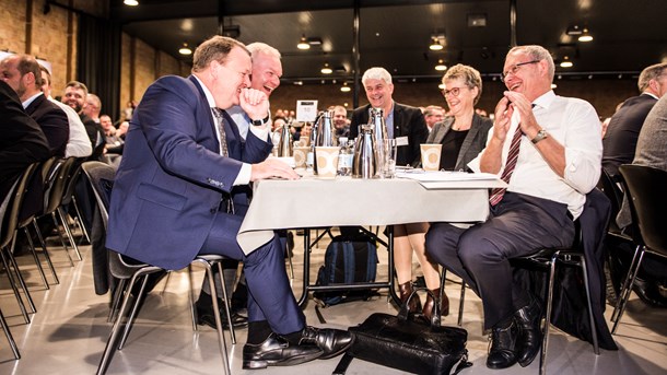 Statsminister Lars Løkke Rasmussen var onsdag gæst til L&F's årlige delegeretmøde. I midten af billedet sidder den nyvalgte viceformand Thor Gunnar Kofoed. (Foto: Michael Drost-Hansen/Ritzau Scanpix). 