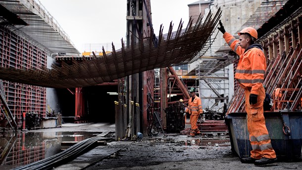 Polske håndværkere i gang med at bygge Nordhavnstunnellen. 