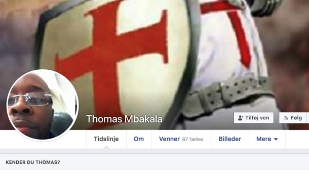 Thomas Mbkala er én af de mindst 16 profiler, Udenrigsministeriet mistænker for at være falske og for at have delt budskaber og misinformation på Facebook om den danske tilslutning til en omstridt aftale om migration. Profilen er nu fjernet.