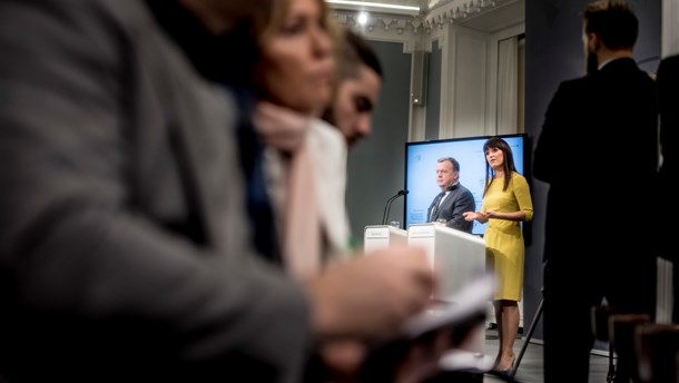 Statsminister Lars Løkke Rasmussen og Sophie Løhde præsenterer regeringens seneste plan for udflytning af arbejdspladser. Arkivfoto