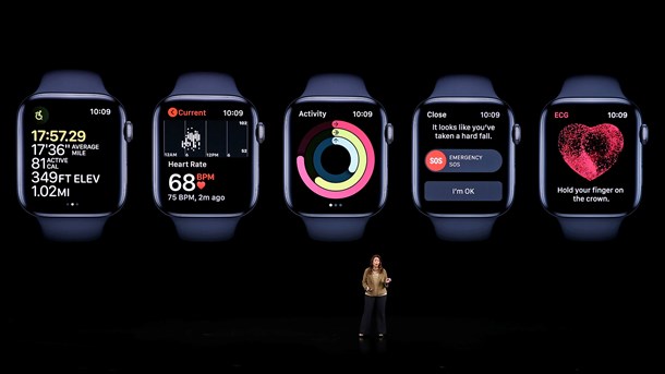 Sumbul Desai præsenterer en række Apple Health-produkter, der flittigt indsamler brugerens sundhedsdata, til en begivenhed hos Apple i Cupertino, Californien, 10. september, 2019.