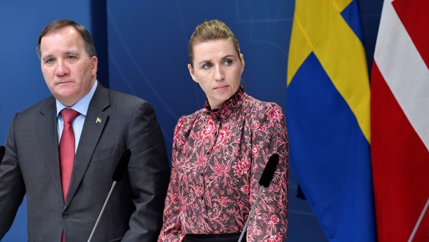 Sveriges
statsminister, Stefan Löfven, sammen med Danmark statsminister, Mette Fredriksen.