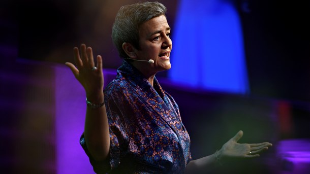 Margrethe Vestager holdt tale til Ledelsens Dag 2019. Her anerkendte hun de europæiske lederes betydning for at løse fremtidens udfordringer i Europa, mener Torkild Justesen.