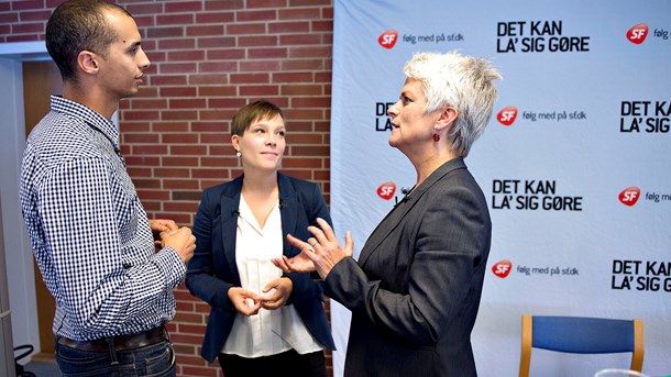 Mattias Tesfaye, Astrid Krag og Annette Vilhelmsen under SF's formandsvalg i 2012, hvor Tesfaye og Krag endnu ikke havde droppet SF til fordel for Socialdemokraterne. 