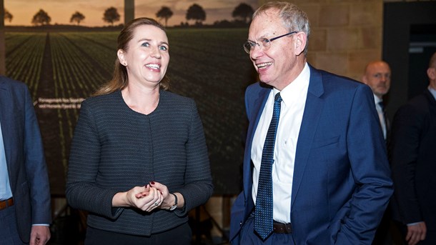 Mette Frederiksen sammen med den netop afgåede formand for Landbrug & Fødevarer, Martin Merrild. 