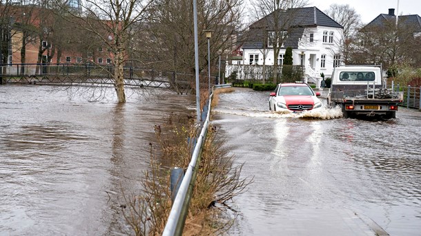 Storåen i Holstebro gik over sine bredder i februar. Nu vil Folketingets partier have gang i arbejdet med en national klimatilpasningsplan.