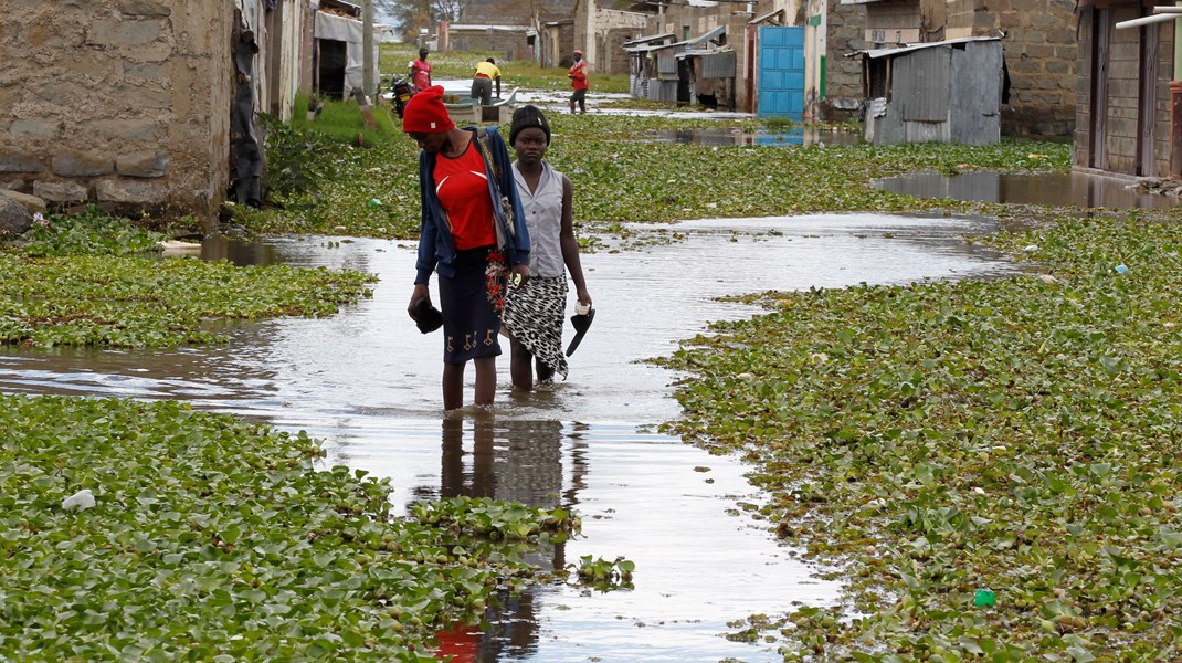 Vandstanden ved Naivasha-søen i Kenya nåede rekordhøje
i november 2020.