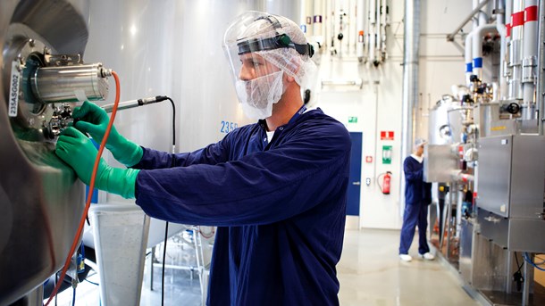 Lægemiddelvirksomheder trækker en stor del af dansk eksport. Foto fra Novo Nordisks fabrik i Kalundborg.