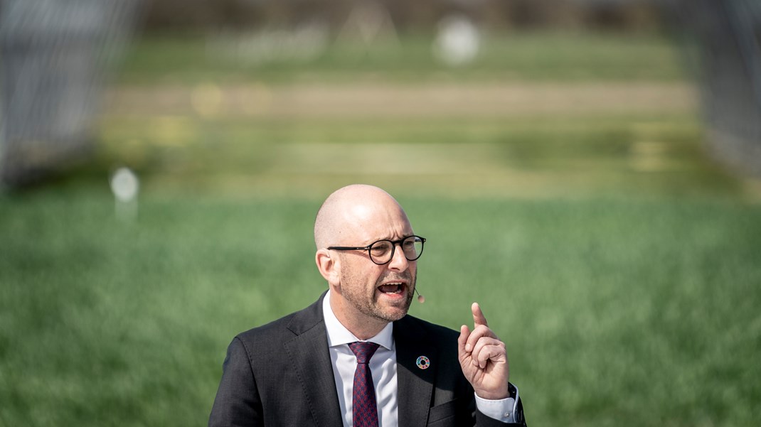 Fødevarer-, landbrug- og fiskeriminister Rasmus Prehn under præsentationen af regeringens landbrugsudspil i slutningen af april. 