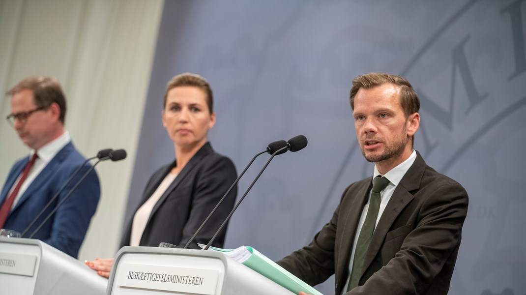 Statsminister Mette Frederiksen, finansminister Nicolai Wammen og beskæftigelsesminister Peter Hummelgaard præsenterede tirsdag regeringens reformudspil 