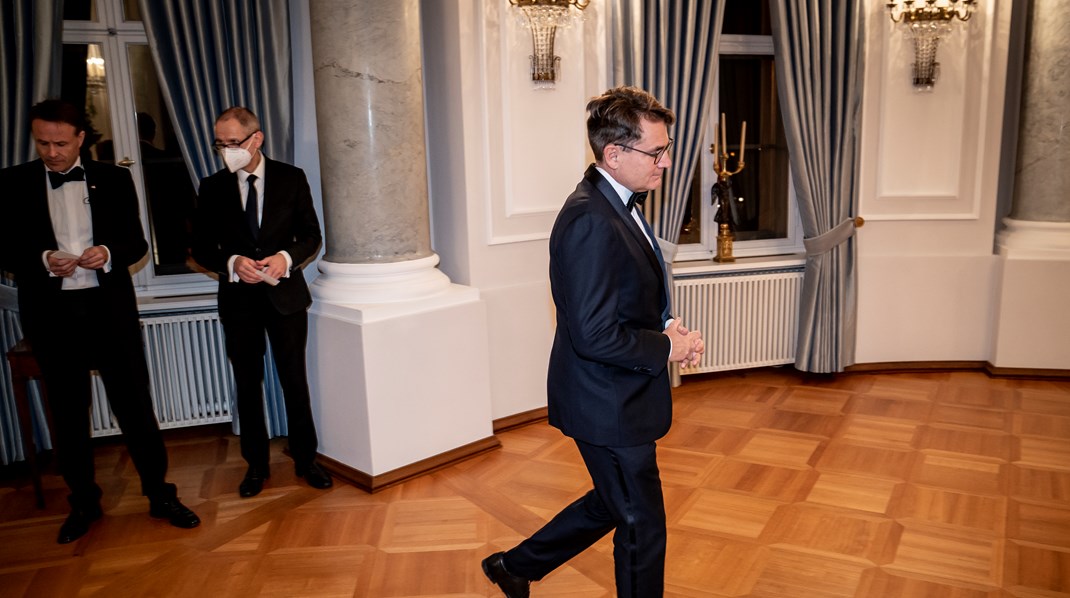 Brian Mikkelsen før statsbanket med Tysklands præsidentpar Frank-Walter Steinmeier og Elke Büdenbender på Schloss Bellevue i Berlin, onsdag 10. november 2021.