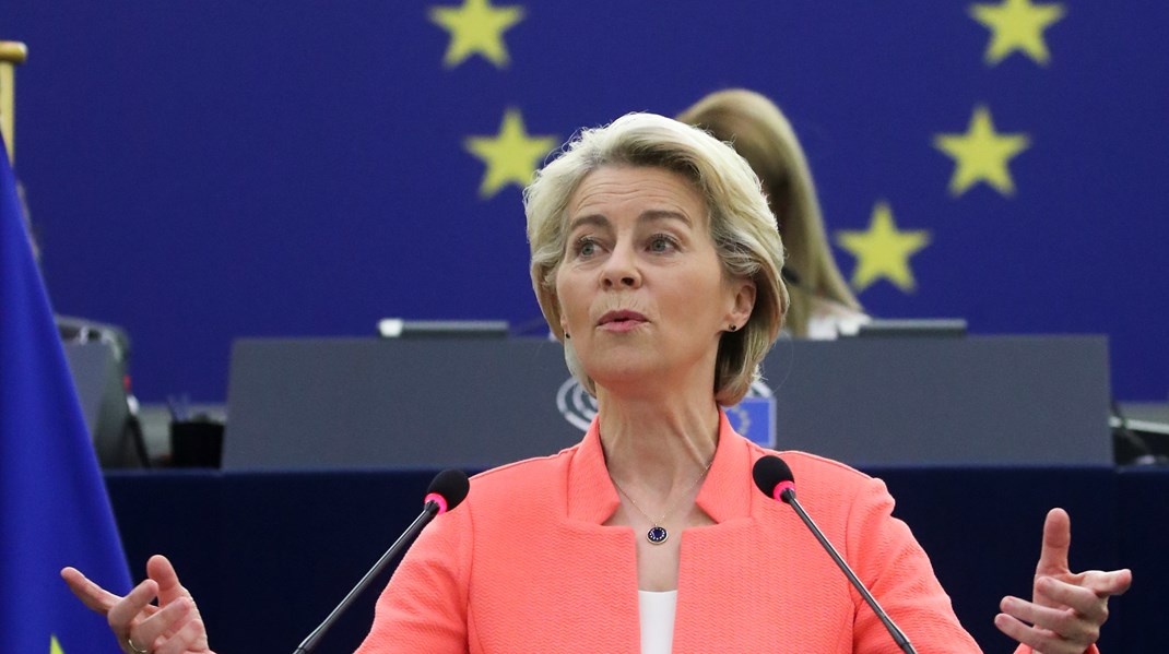 Kommissionsformand Ursula von der Leyen ved sin State of the Union-tale i september, hvor Global Gateway blev nævnt første gang.