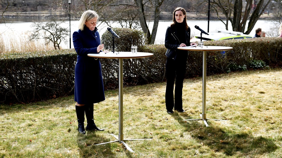 Den svenske statsminister Magdalena Andersson fik onsdag besøg af Finlands statsminister Sanna Marin i Stockholm, hvor de to statsministre afholdte et fælles pressemøde.