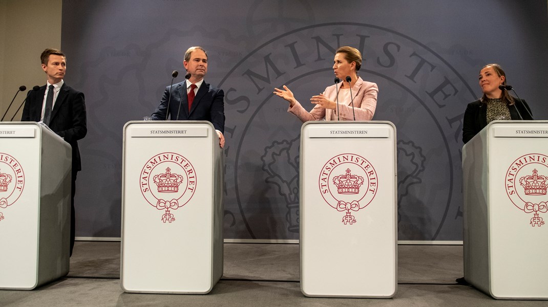 Statsminister Mette Frederiksen, finansminister Nicolai Wammen, social- og ældreminister Astrid Krag og uddannelses- og forskningsminister Jesper Petersen præsenterer reformudspillet 'Danmark kan mere III' i Statsministeriet mandag 26. september 2022.