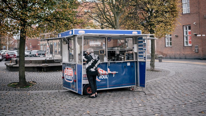 Pølsevogn på Rønne torv.