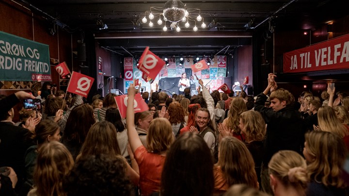 Mai Villadsen talte efter kommunalvalget i 2019, hvor Enhedslisten holdt valgfest på spillestedet Vega i København. 