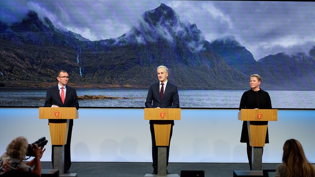 Torsdag præsenterede regeringen et nyt klimamål. Statsminister Jonas Gahr Støre deltog i pressekonferencen sammen med klima- og miljøminister Espen Barth Eide og udviklingsminister Anne Beathe Tvinnereim.