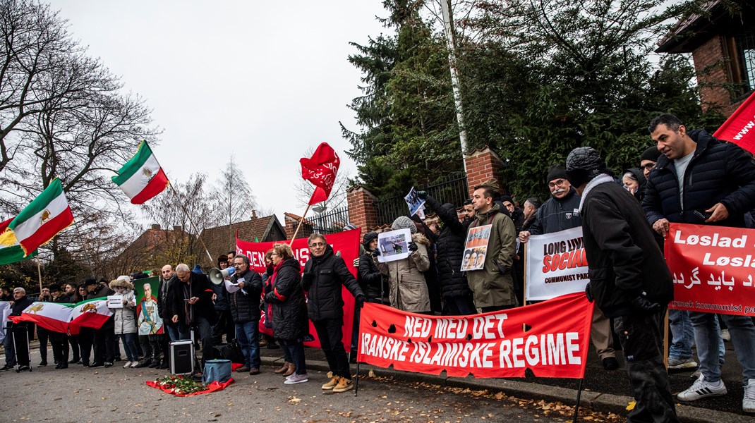 Demonstration mod det iranske præstestyre foran den iranske ambassade i København i 2019.